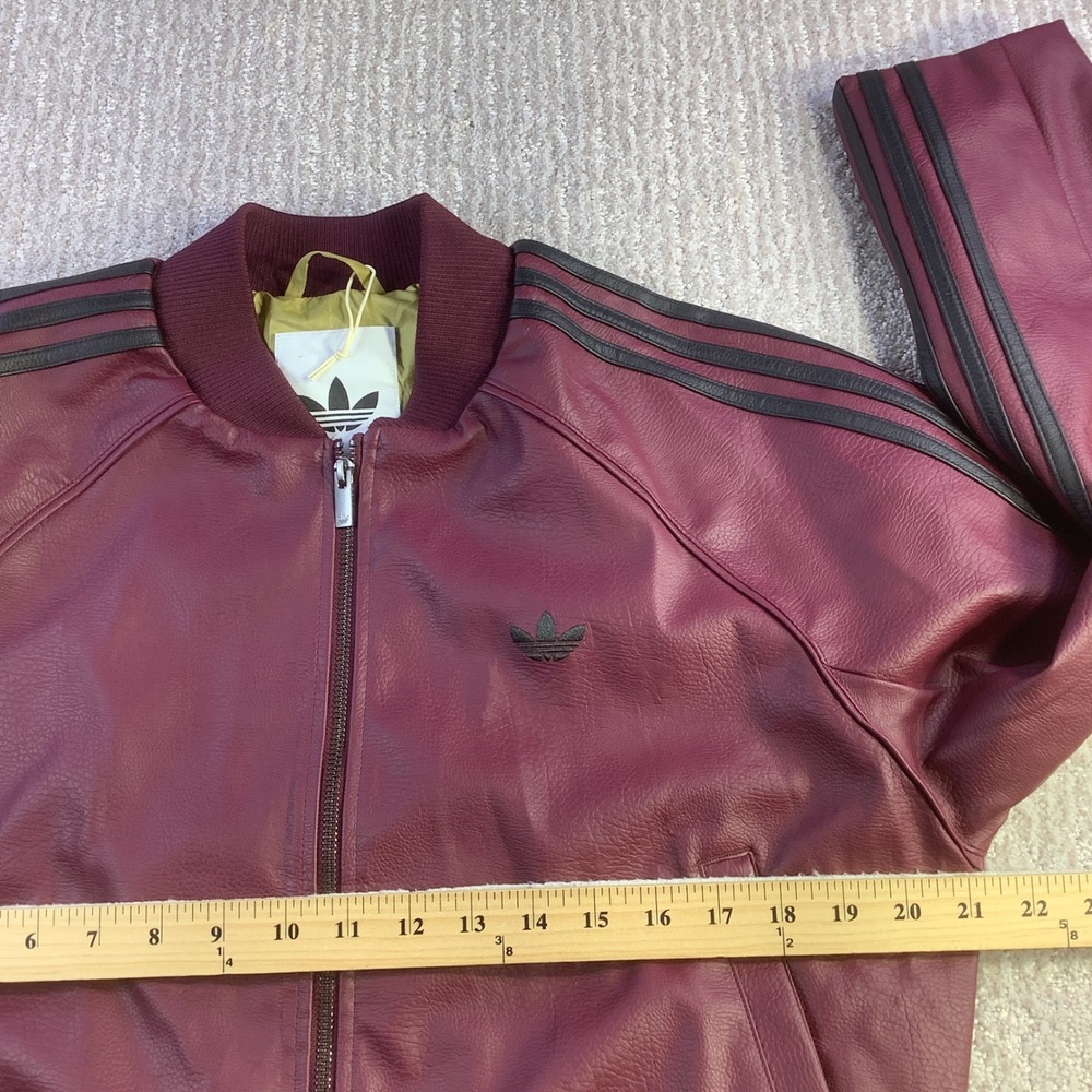 Adidas Pleather SST Track Top Jacket Burgundy Womens Size M NWOT - Picture 9 of 11